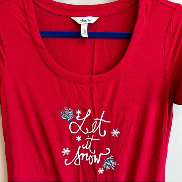 Soma Let It Snow Red Nightshirt. Size Small - Picture 5 of 10